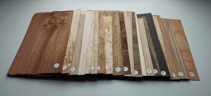 Lot 6 essences 30 x 20 cm placage bois ép 0.6 mm (1000) 