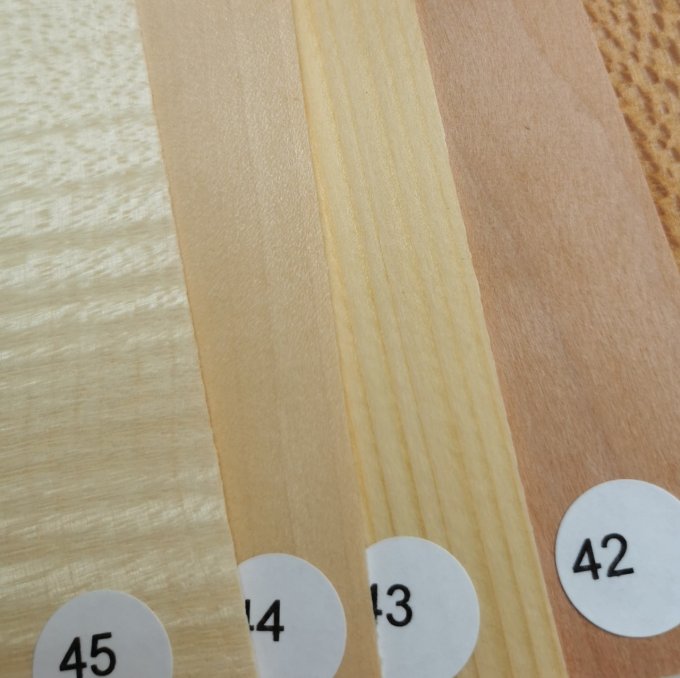 Nuancier 45 essences de placage-bois  10 x 15 cm