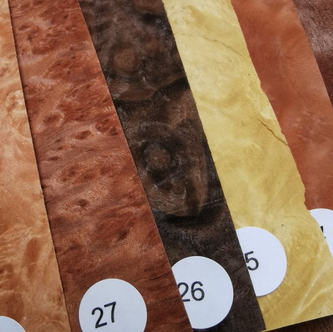 Nuancier 45 essences de placage-bois  10 x 15 cm