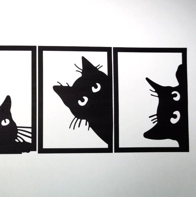 Lot 4 Découpes 20 x 14.5 cm Chat Tulipier teinté noir 