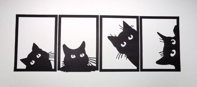 Lot 4 Découpes 20 x 14.5 cm Chat Tulipier teinté noir 