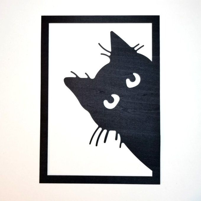 Lot 4 Découpes 20 x 14.5 cm Chat Tulipier teinté noir 