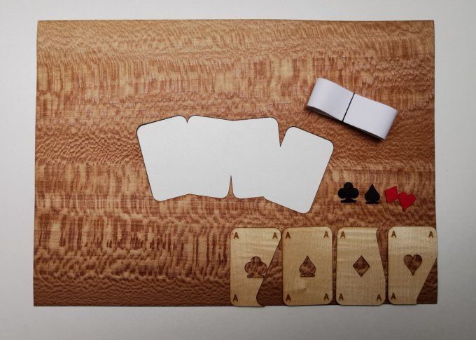 Kit facile marqueterie " Jeu de cartes"  