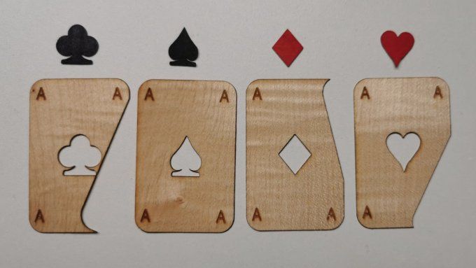 Kit facile marqueterie " Jeu de cartes"  