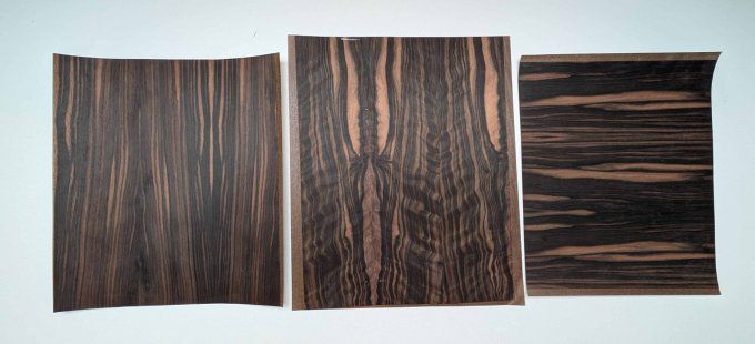 Lot 3x Ebène de Macassar sur support non tissé ép 0.6 mm (B)  